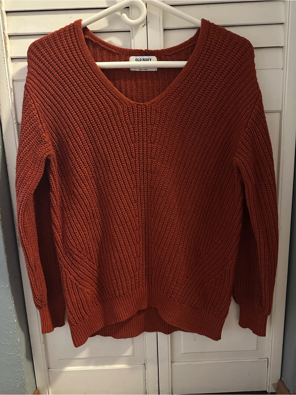 Old Navy Women's Rust Scoop Neck Chunky Knit Sweater